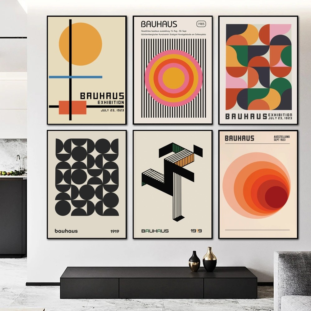 Interior Design Apartment - (2D Tin schilderij) Bauhaus Geometrische tentoonstellingsposter