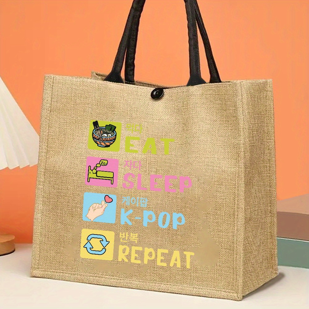 Interior Design Korean Style - Koreaanse stijl grappige bedrukte hennep tas
