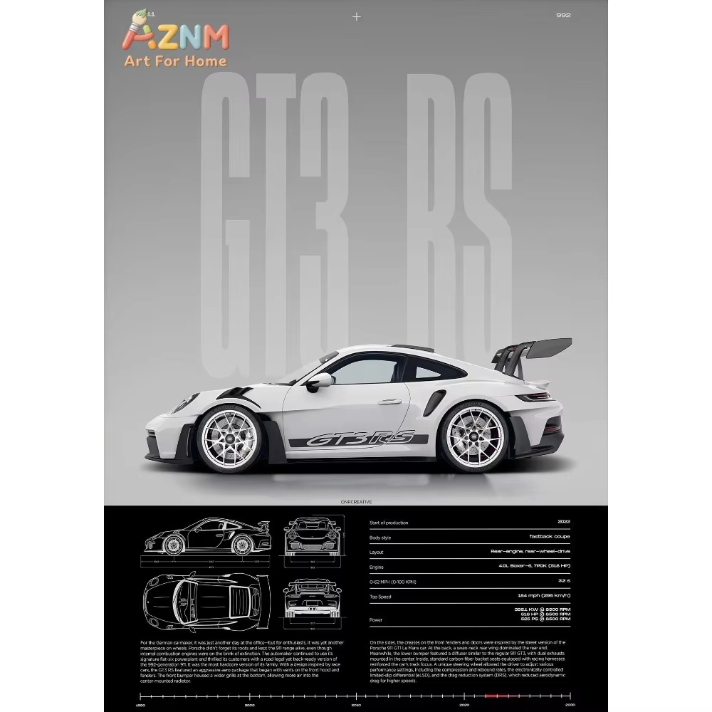 1pc Minimalistische 911 GT3-RS - Interior Design Apartment recensie en prijs